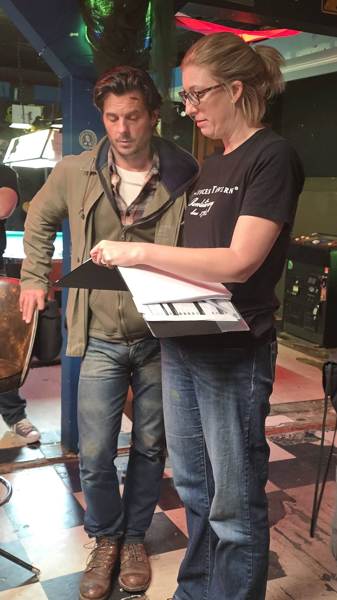 Director Noel Thompson on location with lead actor